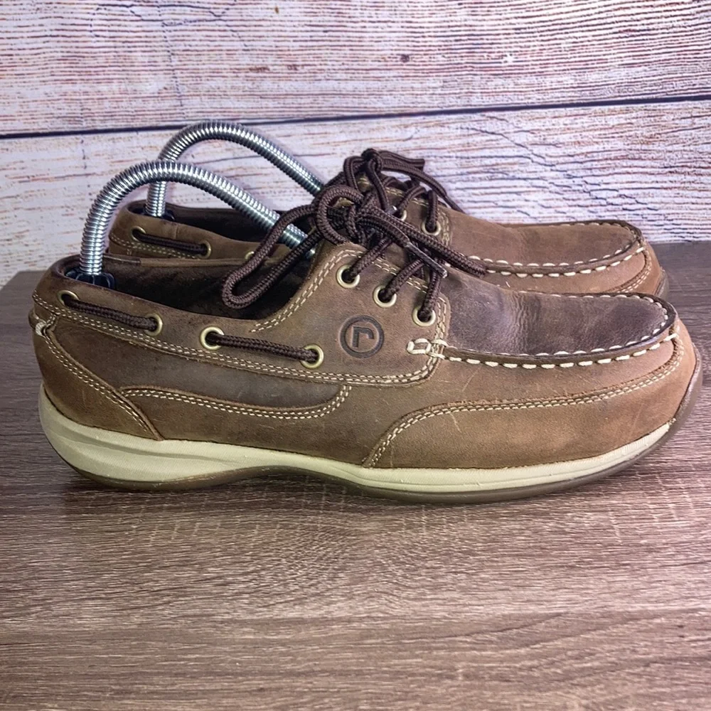ROCKPORT WORKS RK6736 Sailing Club Steel Toe Boat Shoes, Brown M8.5 W10.5